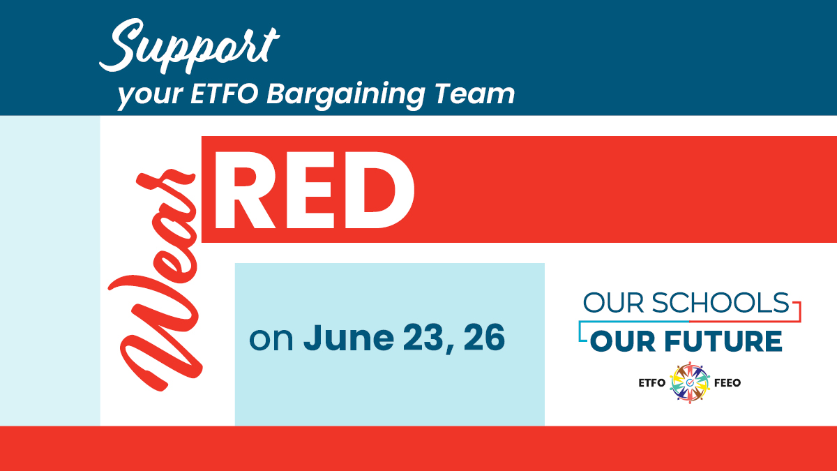 When we come together as one united union we can do tremendous things for public education and students in Ontario. 

This Friday, June 23 and also on Monday, June 26 be sure to wear #RedforEd to show your support for the ETFO central bargaining team! #onted #OurSchoolsOurFuture