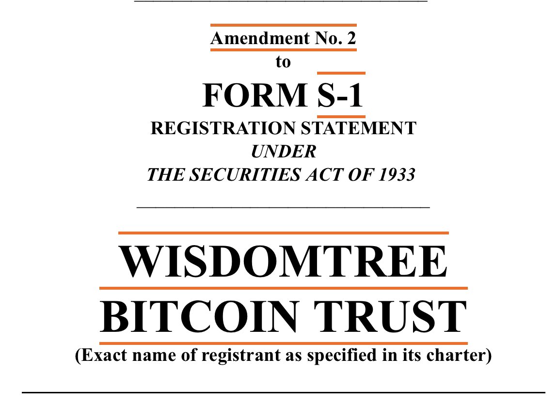 WisdomTree has filed for spot bitcoin ETF h/t @NateGeraci