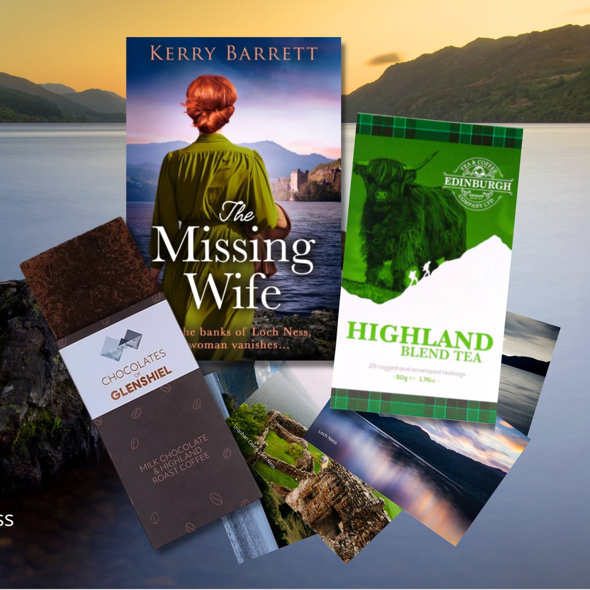 In case you missed it: The Missing Wife Scottish box with tea and chocolate now available on the website. #scotland #scotlandexplore #scottish #scottishhighlands #lochness #books #subscriptionbox #travel #readingcommunity #reading #giftideas #giftsforher #booksfromscotland #loch