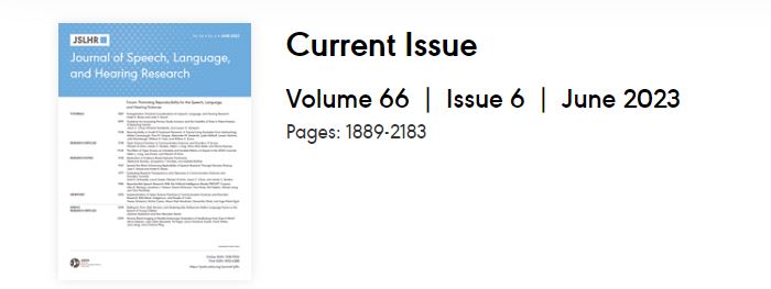 ASHAJournals's tweet photo. The latest issue of JSLHR is LIVE! Check it out (including an exciting new forum; more on that in our latest #ContextBlog post tomorrow!): https://t.co/yj02u7Ejvj 

@ASHAWeb @ASHALeader @SIGPerspectives #AUDPeeps #SLPeeps @CSDisseminate #AcademicTwitter @OpenCSD https://t.co/w2f0BFFILN