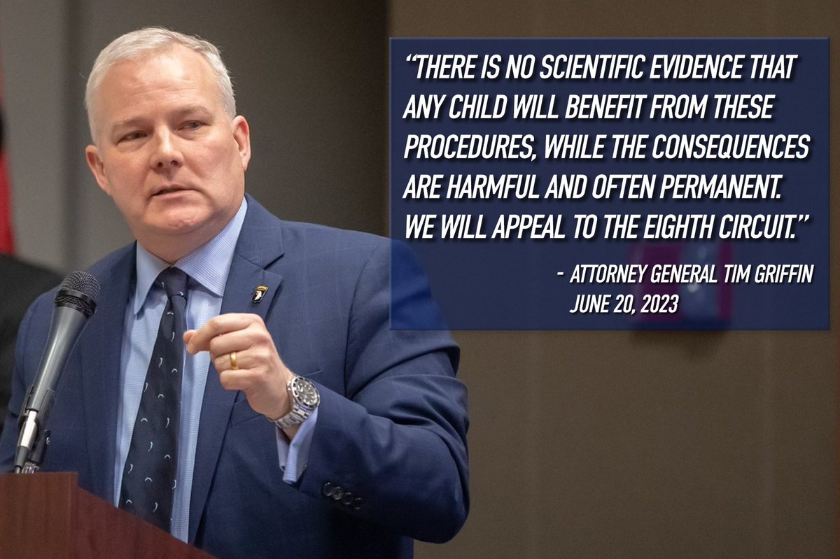 In his #SAFEAct ruling, Judge Moody misses what is widely known: There is no scientific evidence that any child will benefit from these procedures, while the consequences are harmful and often permanent. We will appeal to the Eighth Circuit. tinyurl.com/2s4drrh3 #arpx #arnews