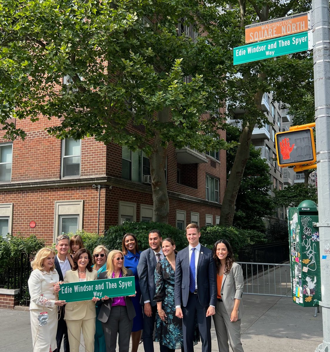 Edie Windsor's fight for #LGBTQ+ rights changed the course of this country. Her legacy is already cemented in our society, and today, it is cemented in our city too.
 
I was honored to attend her street renaming this afternoon.