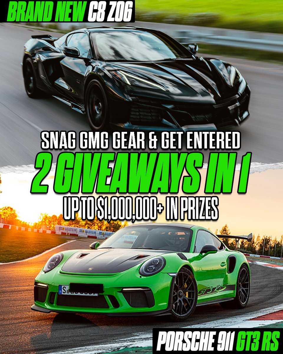 GasMonkeyGarage's tweet photo. ⚡️ Overlap is back! Get entered to win the C8 Z06 and our next giveaway car...  A PORSCHE 911 GT3 RS

GYSOT now @ https://t.co/sjhFx61ClA https://t.co/IowqV9dOjV