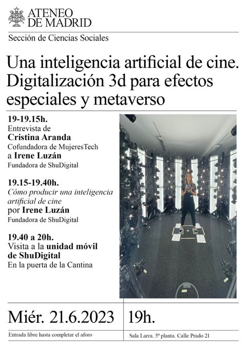 NTARTE's tweet image. Una #InteligenciaArtificial de cine. Digitalización, 3D para efectos especiales y #metaveso por Irene Luzán, fundadora de #ShuDigital