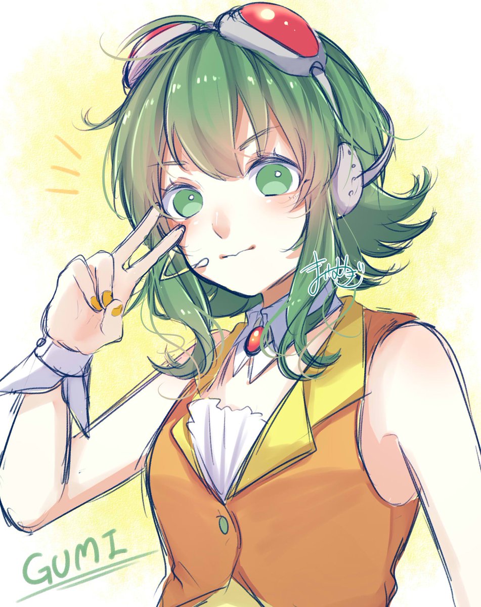 GUMI 「ぶいっ! #GUMI #VOCALOID」|まいむぎのイラスト