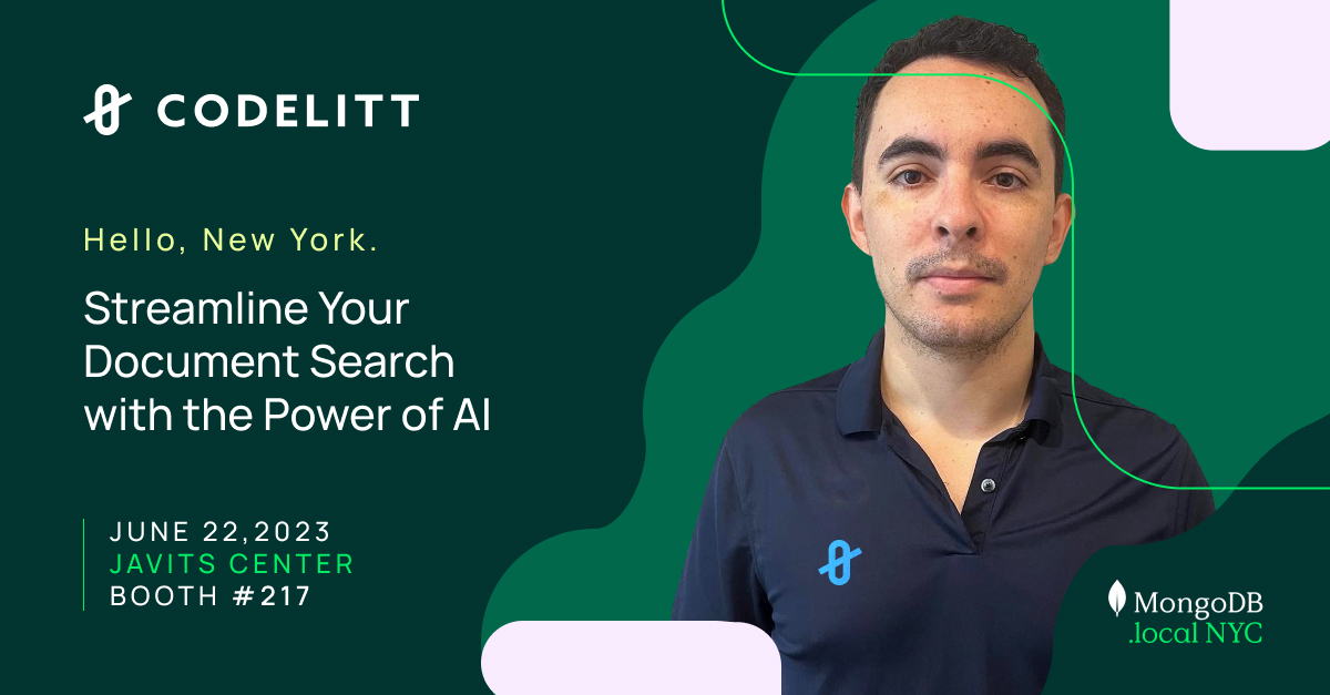 codelitt's tweet photo. Get ready for an electrifying speech by our exceptional CTO, Kaio Magalhães at @MongoDB .local NYC on Thursday! Join us at https://t.co/l7lM3SoM62 on June 22nd as he dives into thought-provoking discussions on #software, #UX, #innovation, and #technology. 
#CTOSpeech #Codelitt https://t.co/KiIZeg7ern