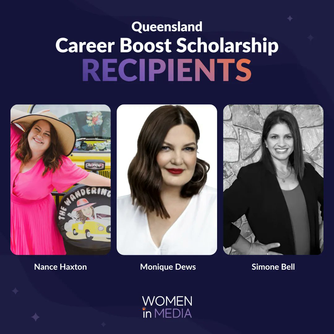 We are excited to announce the 2023 Queensland Career Boost Scholarship recipients. Congratulations to Nance Haxton, Monique Dews, and Simone Bell! Learn about their chosen studies bit.ly/3NjLj8L #qldcareerboost #mediascholarships @NanceHaxton, @Monski1