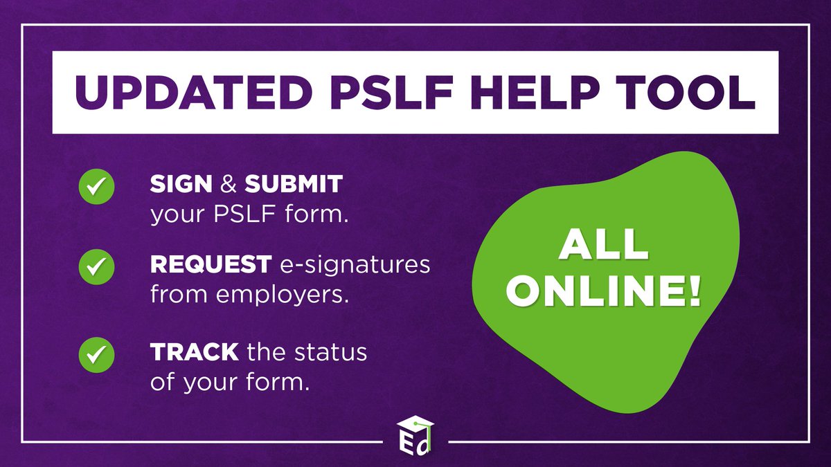 For the first time since the Public Service Loan Forgiveness program began, borrowers can now sign & submit their PSLF form entirely digitally & track its status throughout the process. 

➡️ StudentAid.gov/PSLF ⬅️