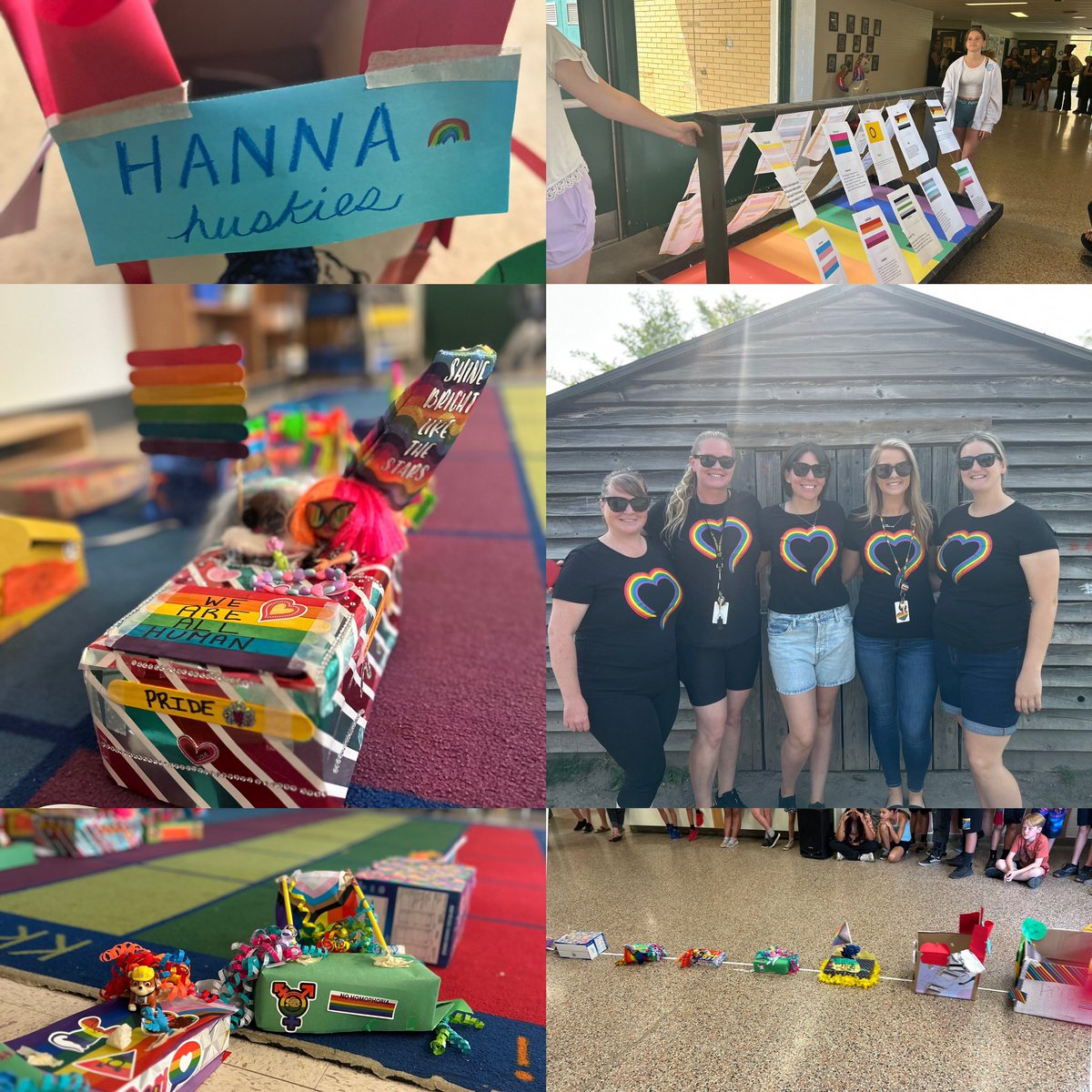 Q.E. Pride Parade 🏳️‍🌈 Nothing but ❤️ rolling through the hallways. Thanks to our GSA members, LKDSB Inclusive Diversity, @HannaHuskies , staff and students for joining us in celebration.