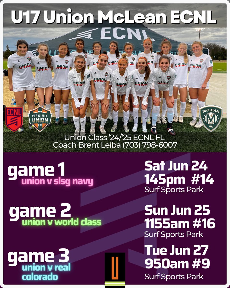 ECNL National Playoffs Champions League schedule! Let’s go girls! @VaUnionFC <a href="/mcleansoccer/">McLean Youth Soccer</a> <a href="/UnionECNL/">Union ECNL Girls Recruiting</a> <a href="/ImCollegeSoccer/">College Soccer Truth ™</a> <a href="/ImYouthSoccer/">ECNL/GA/Recruiting/College Soccer</a> <a href="/TopDrawerSoccer/">TopDrawerSoccer</a>