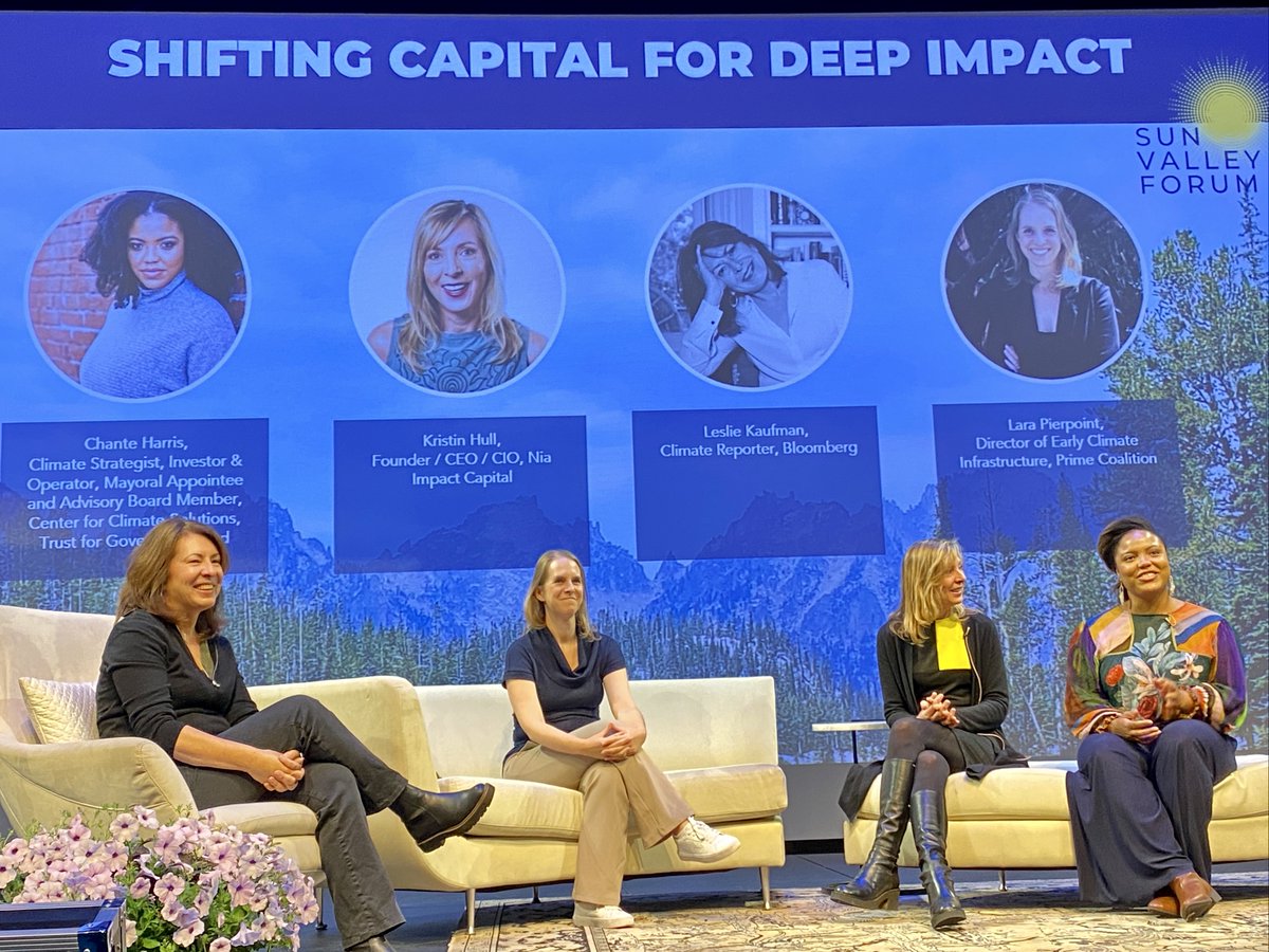 Aimée Christensen (@aimeeglobal) on Twitter photo "#Equity and #systems thinking is at the heart of achieving scale and deep impact". <a href="/LaraPierpoint/">Lara Pierpoint</a>, <a href="/chante__harris/">Chante Harris</a> & <a href="/kristinhull/">Dr. Kristin Hull, PhD</a> in conversation with <a href="/lesliekauf/">Leslie kaufman</a> on Shifting Capital for Deep Impact. Such an inspiring start to Day 1 of the #SunValleyForum 2023. "#Equity and #systems thinking is at the heart of achieving scale and deep impact". <a href="/LaraPierpoint/">Lara Pierpoint</a>, <a href="/chante__harris/">Chante Harris</a> & <a href="/kristinhull/">Dr. Kristin Hull, PhD</a> in conversation with <a href="/lesliekauf/">Leslie kaufman</a> on Shifting Capital for Deep Impact. Such an inspiring start to Day 1 of the #SunValleyForum 2023.