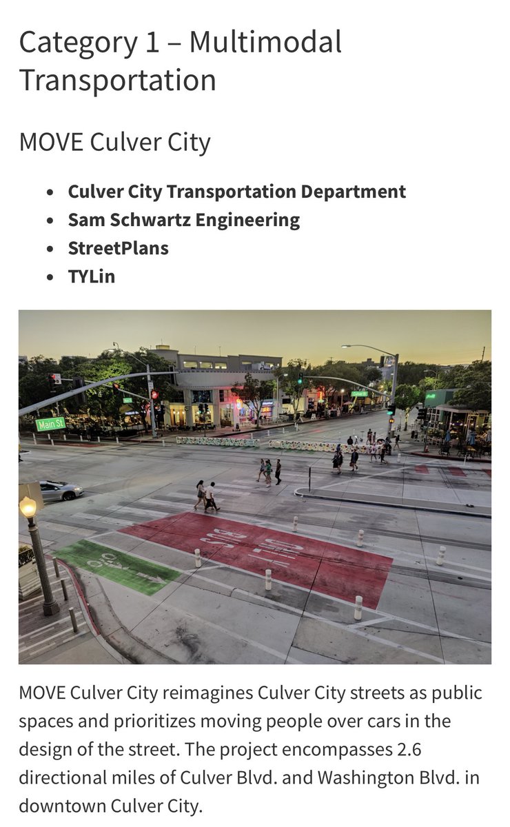 #MoveCulverCity won the 2022 Excellence in Transportation Award in the Multimodal Transportation category from @CaltransHQ dot.ca.gov/programs/publi… 🎉🚲🚌🚃