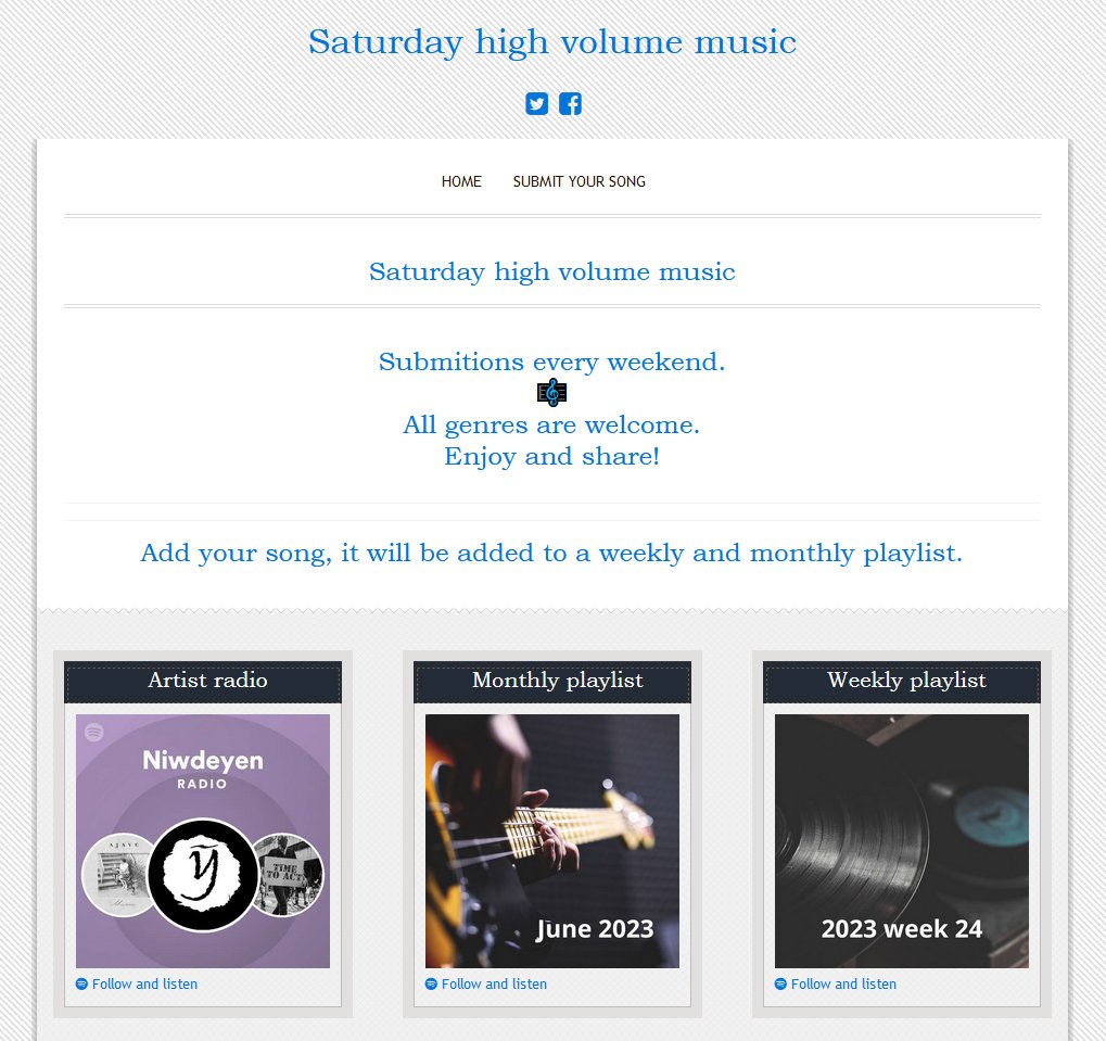 saturdayhighvolumemusic.blogspot.com 

#rtItBot #GetHeard #ArtistsSupportingArtists #SPOTIFYPLAYLIST #Playlist #ListenNow #ArtistOnTwitter #nowlisteningto #nowlistening2 #listening #musicindie #rtArtBoost #listeningtogether