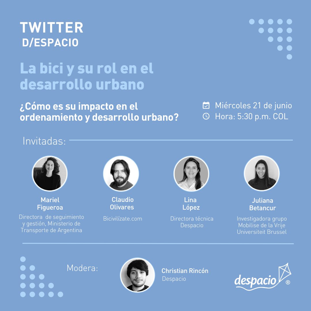 ¡Mañana hablaremos de la bici y su rol en el desarrollo urbano! En un nuevo Espacio D/Espacio conversaremos sobre cómo el uso de la bicicleta genera impactos en el ordenamiento y desarrollo urbano. Agéndense acá: x.com/i/spaces/1RDGl…  #MesDeLaBici 🪁