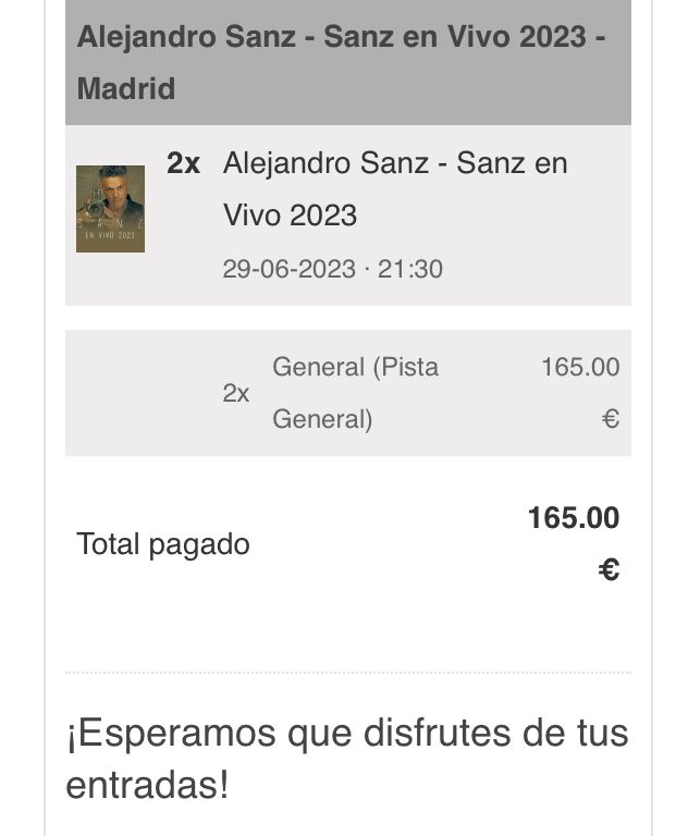 kadencia's tweet photo. Se venden 2 entradas para el día 29 en Madrid para Alejandro Sanz https://t.co/scGM4WB81V
