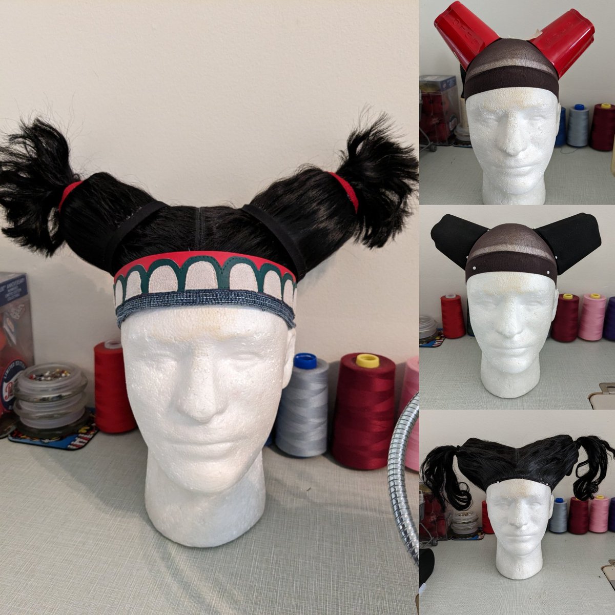 DizenDoll's tweet photo. Wig done~ party cup method for the base then covered them in fabric. After I glued hair extensions around the edges and in the centre for Lily's twin tail look👍
#StreetFighter6   #cosplay #customsewing #wig https://t.co/xd7DI4xO3R