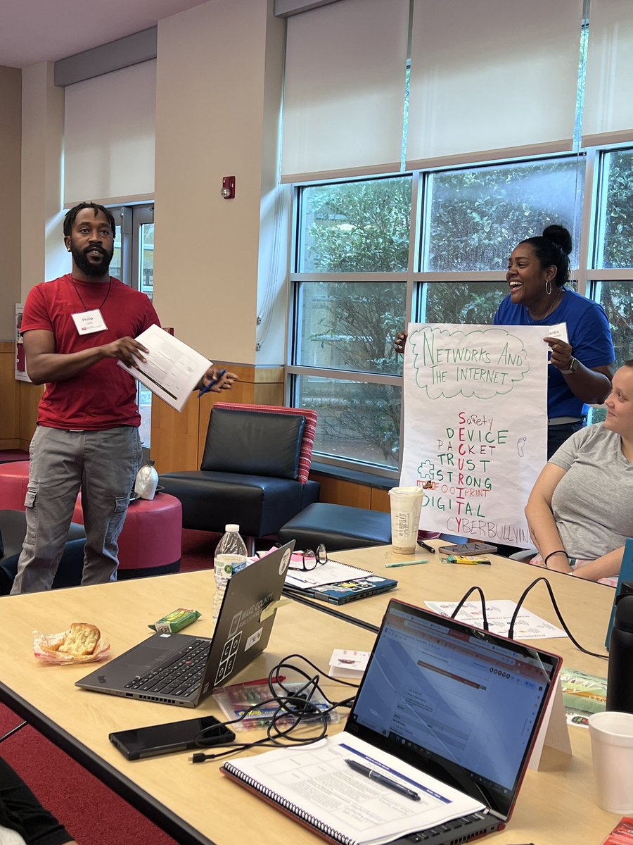 Day 1 of Camp CS 🏕️ @FridayInstitute was a success! @wcpssmagnets teachers unpacked the NC K-5 Computer Science standards, coded @microbit_edu, & planned out their lessons for the week! We are excited for day 2!. @KristaCHolland1 @MelRasberry @ydcp