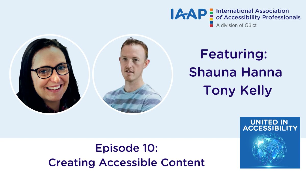 IAAP Podcast Episode 10: Creating Accessible Content Shauna Hanna & Tony Kelly discuss improving access to your digital content. They touch on how accessible content plays a key role in your SEO strategy & more! IAAP Podcast Episode 10: bit.ly/3PiNoo5