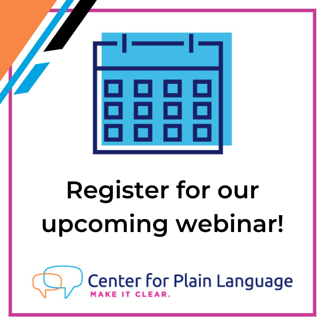 Looking to learn about the first International #PlainLanguage standard? 

Register to attend our upcoming webinar on June 27 at 12 p.m. EDT to learn valuable insights: bit.ly/3S8SBwz