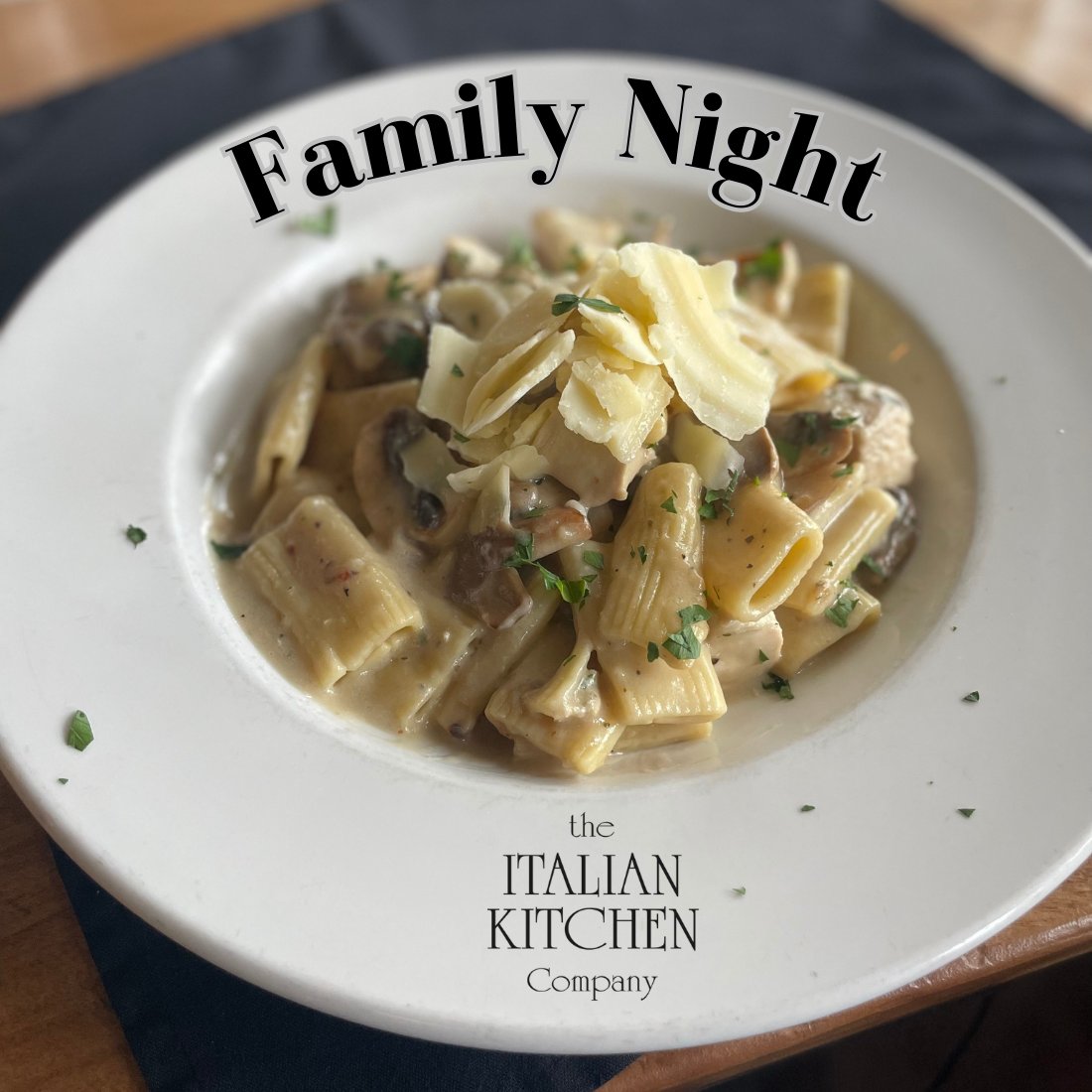 It's 'Family Night'!! Get your choice of Alfredo Rigatoni or Spaghetti & Meatballs with salad & breadsticks for two of four!!

#italiankitchenvernon #italiancooking #downtownvernon #vernonbc #vernoneats #goodeats #familynight
