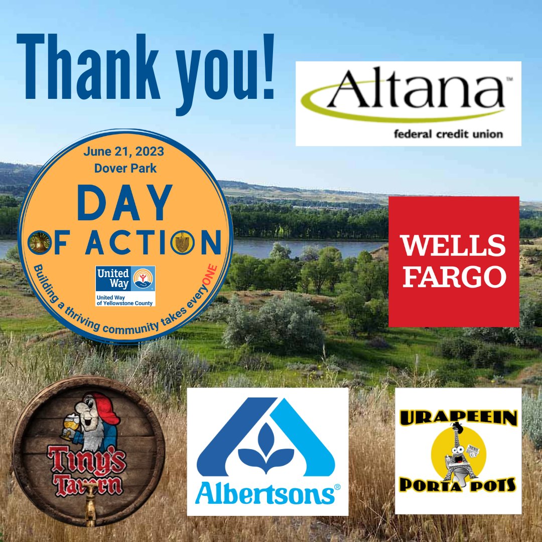 Day of Action would not be possible without these sponsors! 
#dayofaction #doverpark #billings #LiveUnited #UnitedWay