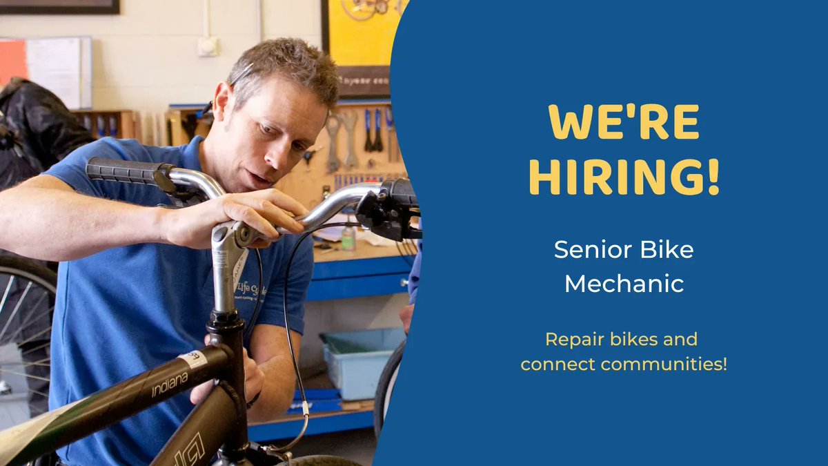 We're looking for a Senior Bike Mechanic to help grow our award-winning bike recycling project! If you’re a bike geek who wants to make a real difference in your community, this is the job for you! Apply today: bit.ly/3pebLbL