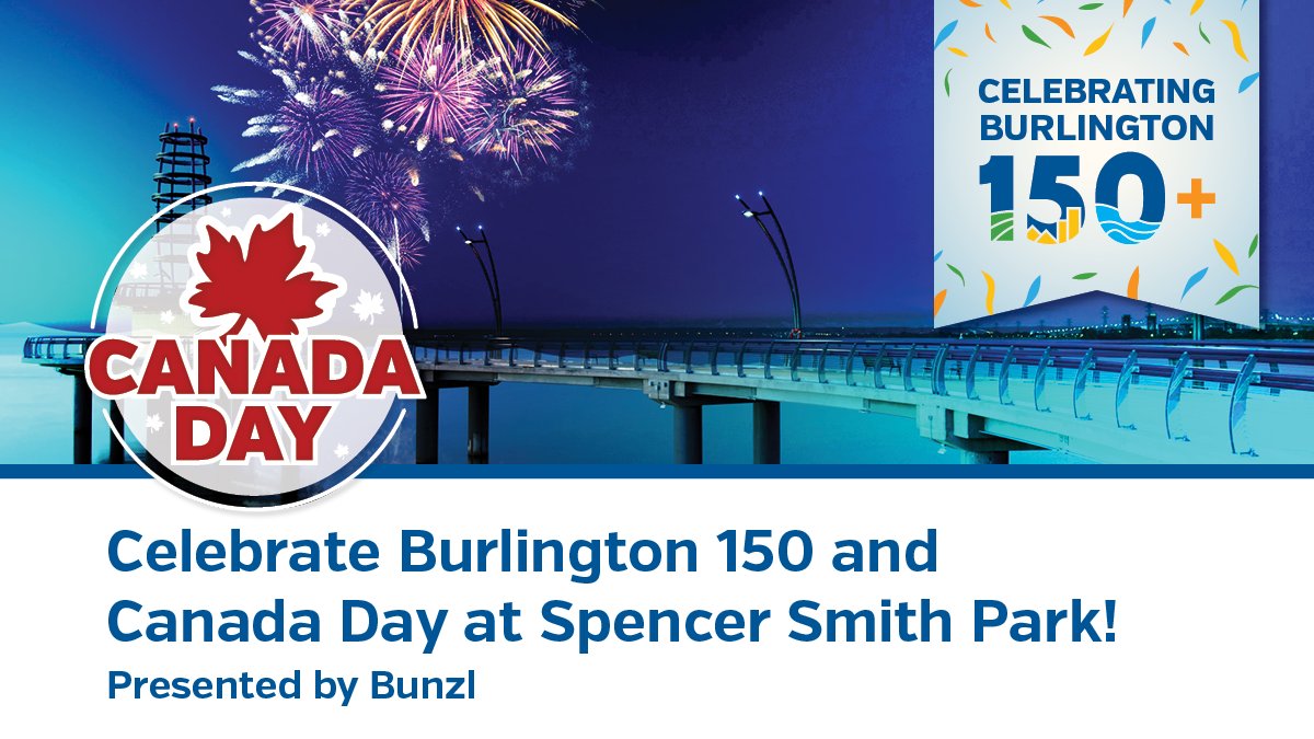 Join us at Spencer Smith Park on July 1 for Canada Day. We’re also celebrating Burlington’s 150th anniversary and we’ve got a few surprises. Opening ceremony at 4 p.m., special musical guests from 6-10 p.m. Fireworks at 10 pm. burlington.ca/canadaday #BurlON #CanadaDay #BurlON150