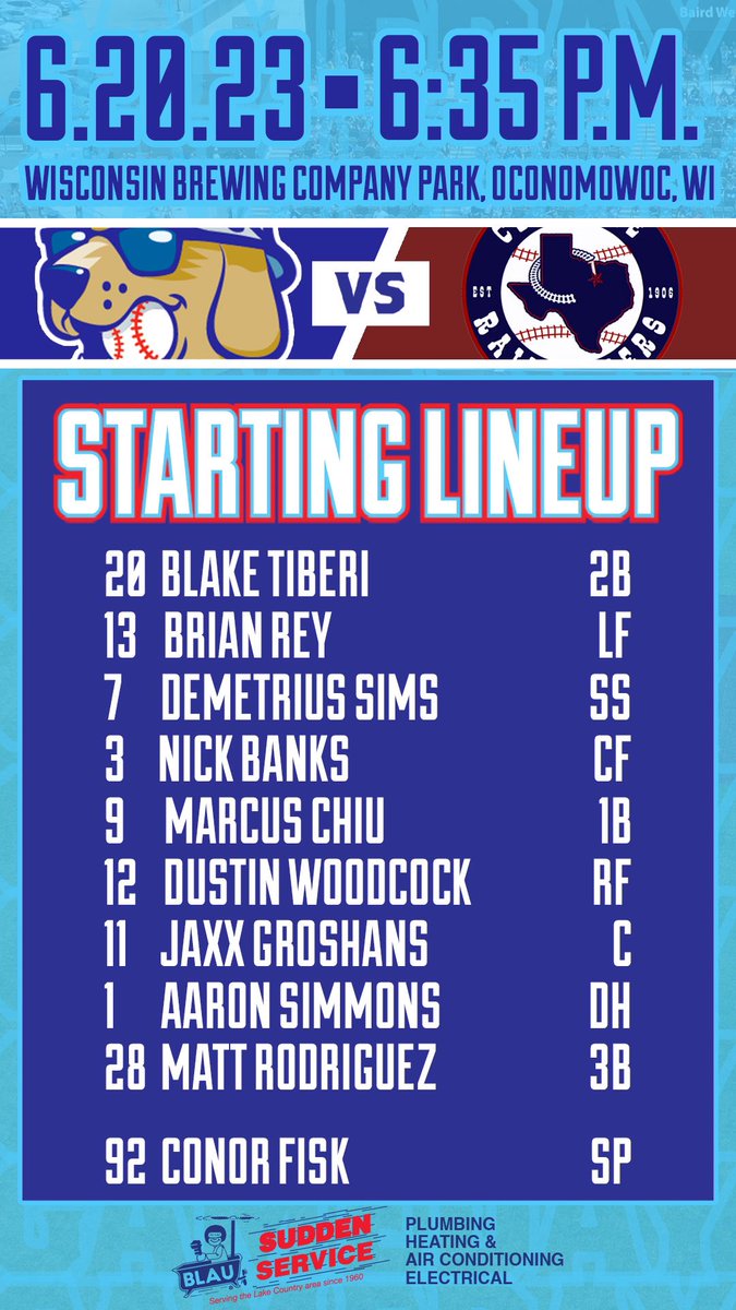 DockHounds's tweet photo. Starting 9 presented by Blau Plumbing!⚾️💯
Ready For Game 1 To Open This Series!
#PawsUp #HoundTown https://t.co/LoH1TZAlIu