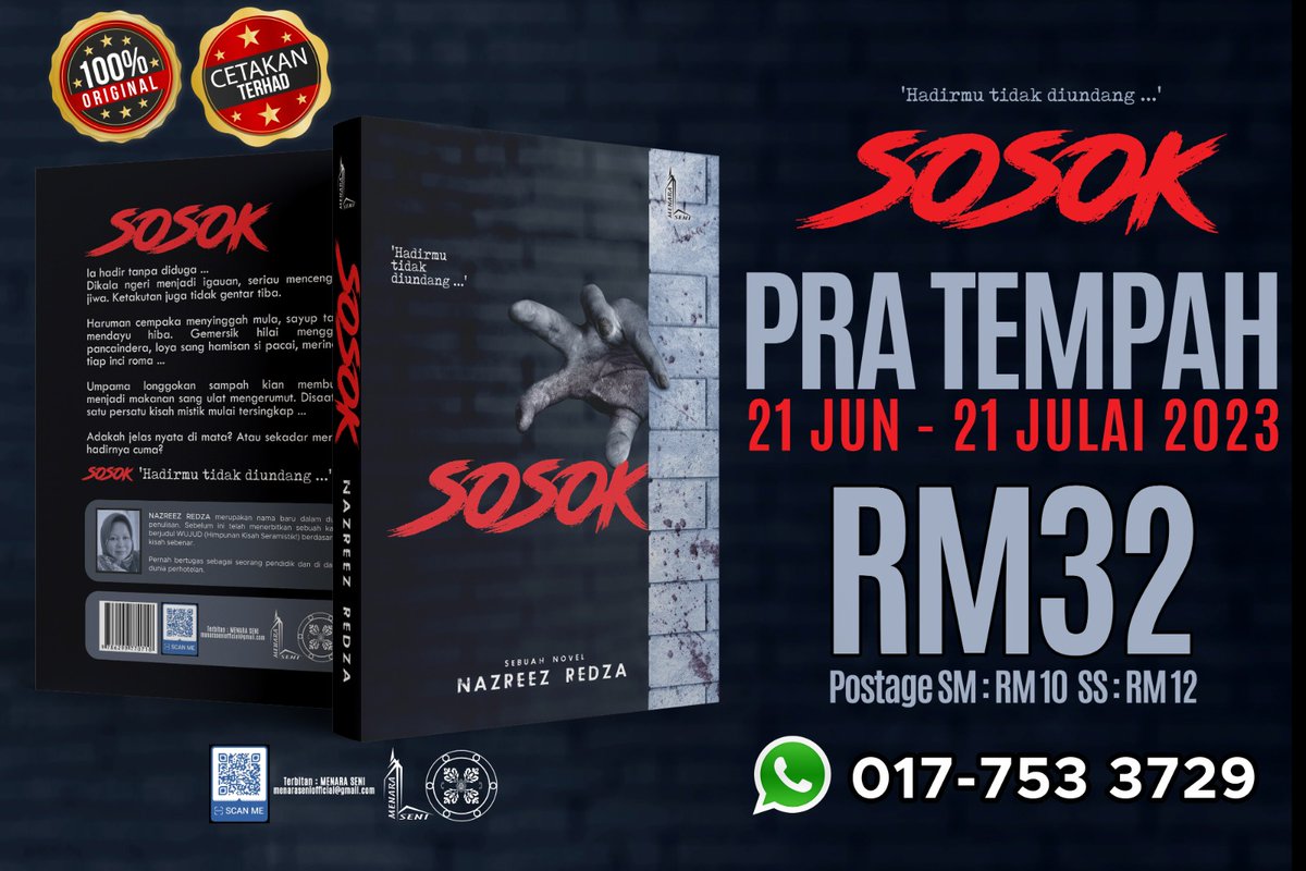 Penggemar GENRE SERAM IN REAL‼️
Jom cepat-cepat sambar NOVEL SERAM TERBARU saya👹
wasap.my/60177533729/SO…
#penuliskisahseramsebenar
#novelseramelayu
#swaterbit
#menaraseni