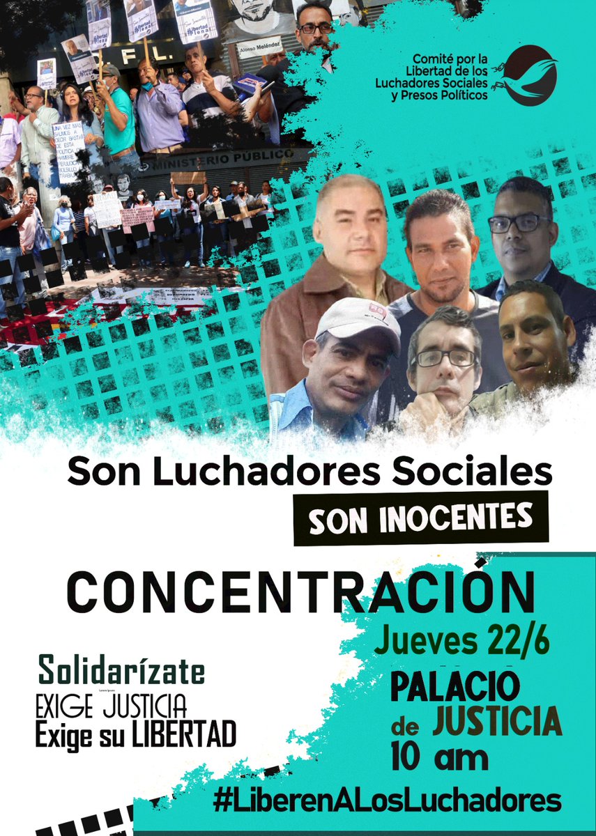 🆂🅾🅽 🅸🅽🅾🅲🅴🅽🆃🅴🆂 Jueves #22Junio continua el #JuicioAmañado contra los #LuchadoresSociales. El juicio es público. La #Solidaridad la pueden manifestar presentándose en el Palacio de Justicia a partir de las 10:00am. #LiberenALosLuchadores #LibertadPlena #JuicioAmañado