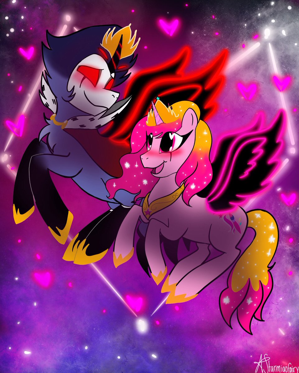 I decided to give me as my owlsona an alicorn design as I am my owl husband Stolas’ right hand queen and I drew us as alicorns flying in the night sky and we would rule all of Hellquestria together(Hell + Equestria in the MLP x Helluva Boss AU)!!! #HelluvaBoss #HelluvaBossAU