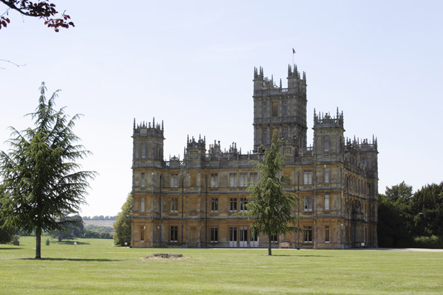 Highclere Castle is a country house built in 1679 and largely renovated in the 1840s, with a park designed by Capability Brown in the 18th century. The 5,000-acre estate is in Hampshire, England. It was designed in the Jacobethan ('Jacobean Revival') style.