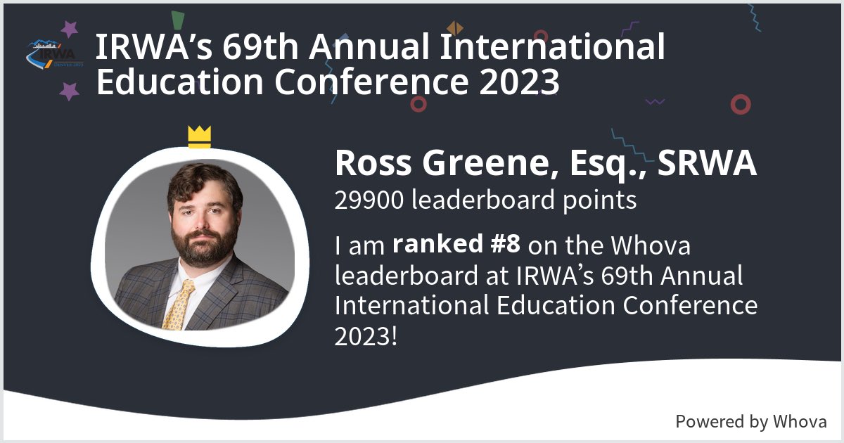 Looking forward to seeing all my IRWA and right of way friends at IRWA’s 69th Annual International Education Conference 2023! #IRWA23 - via #Whova event app