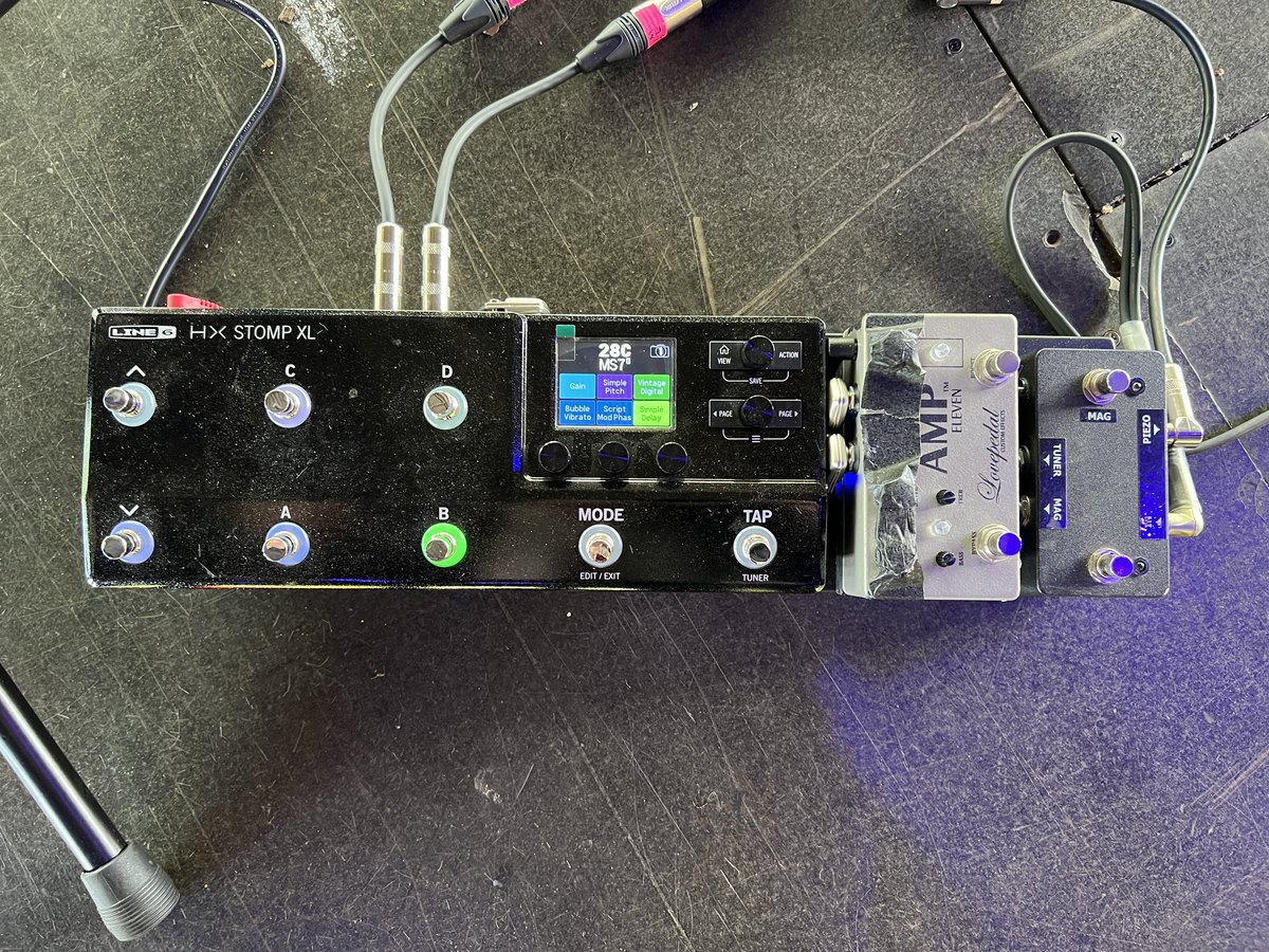 VerticalHorizon's tweet photo. Hard to believe, but this is my current rig. All of it. The latest Line 6 firmware update is a game-changer. thanks to @Line6, XAct Tone Solutions, @Lovepedal and @lasounddesign for helping me get small. #smallisbig #slowisfast #weird #tubes #not https://t.co/eCg4X8RajZ