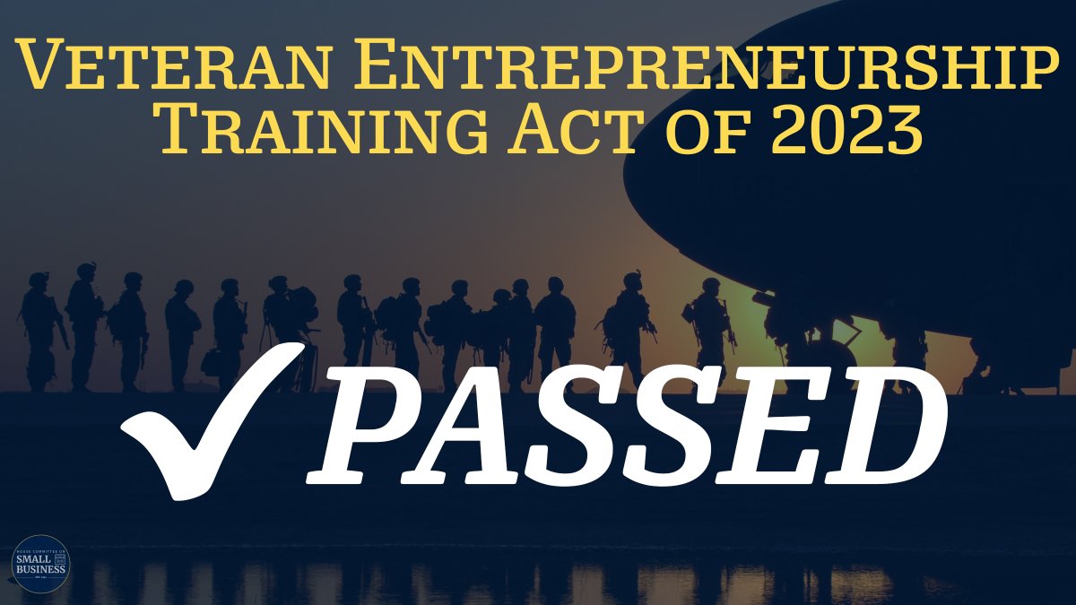Today, H.R 1606, the Veteran Entrepreneurship Training Act passed the House!

Programs like Boots to Business are examples of resources available to our veterans as they begin their journey to start their own small businesses.

smallbusiness.house.gov/news/documents…