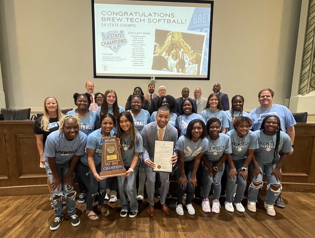 BrewTech Softball (@brewtechsball) on Twitter photo Montgomery is RAM Country!
Thank you Mayor <a href="/stevenlouisreed/">Steven L Reed</a> and the <a href="/CityofMGM/">City of Montgomery</a> City Council for recognizing the Lady Rams for winning the 5A State Softball Championship in historic fashion.
Next stop on the Champions Tour: The County Commission next Tuesday (6/27).
#GoRams | Montgomery is RAM Country!
Thank you Mayor <a href="/stevenlouisreed/">Steven L Reed</a> and the <a href="/CityofMGM/">City of Montgomery</a> City Council for recognizing the Lady Rams for winning the 5A State Softball Championship in historic fashion.
Next stop on the Champions Tour: The County Commission next Tuesday (6/27).
#GoRams |