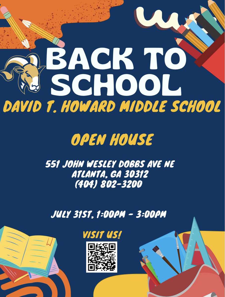 Join us Monday, July 31st 1:00 pm - 3:00 pm at David T. Howard Middle School.
#ATLPublicSchools