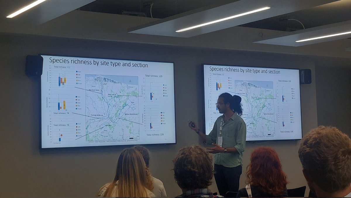 carlsayerUCL's tweet photo. The wild, animated & remarkable @tahirkhanzada of @UCLgeography talks ponds in the @RiverGlaven catchment on the #SEFS13 stage. #Bodham village mentioned twice. The crowds were wowed! https://t.co/ica0Zo0ara