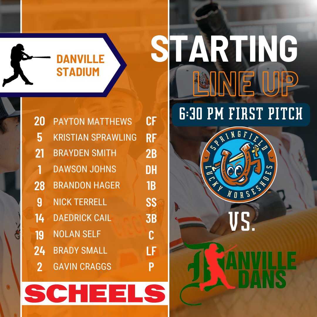 Tuesday's Lucky Horseshoes @SCHEELS' starting lineup at Danville!