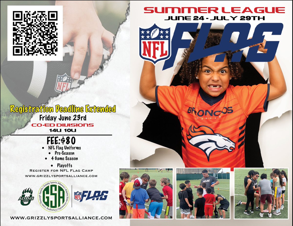 NFL Flag Summer League registration is extended to Friday June 23rd. Don’t miss out on this opportunity for kids to have fun, compete and learn from experienced football coaches who play at the collegiate level. Payment plans, scholarships and family discounts are available.