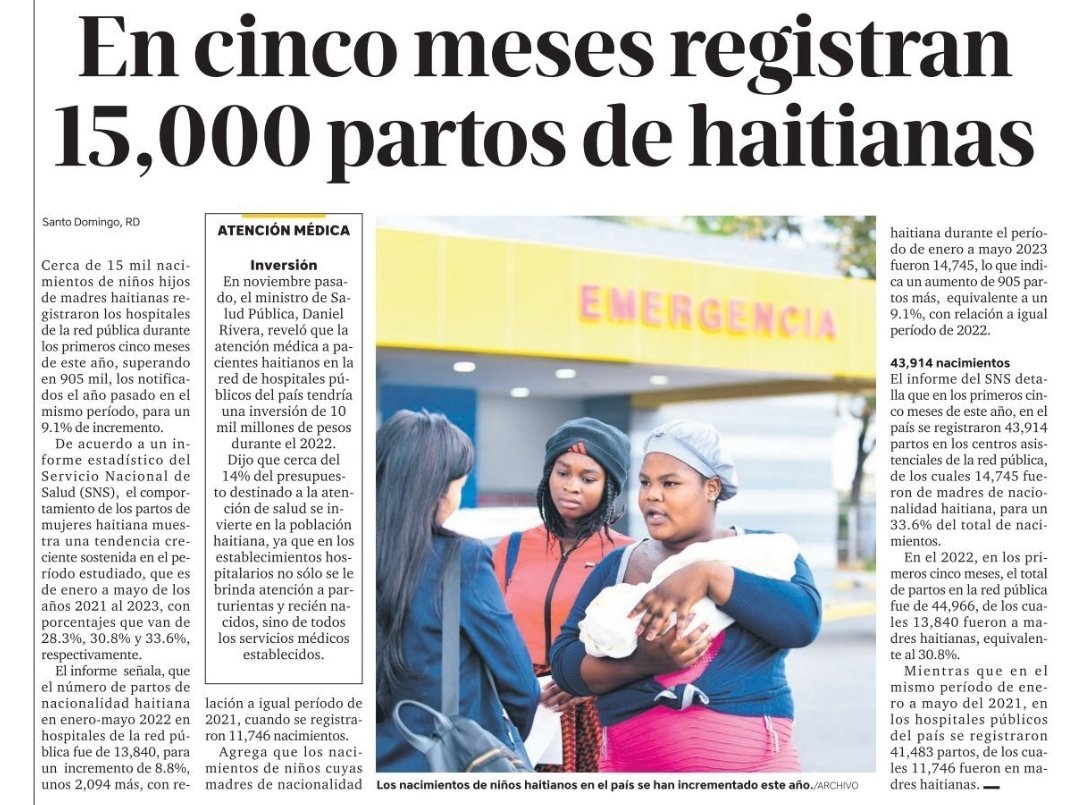 Vamos a un buen ritmo para que dentro de unos años en este país haya más haitianos que dominicanos. El deber ciudadano es castigar con el voto a los traidores que se han hecho cómplices de esta invasión silente.