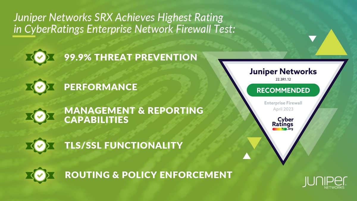 🔐 Settle for nothing less than superior #cybersecurity for your network. Our line of products will shield your organization from cyber threats with confidence. See why we received the highest rating from @cyberratings. juni.pr/3NlhR2c