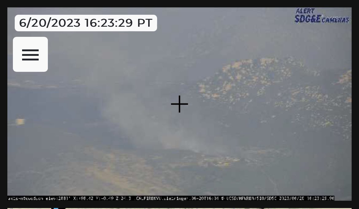 #WildcatFire [Update] The fire is 10 to 15 acres in medium fuels with a potential for 100 acres. This fire is threatening Barona Mesa Road and Calistoga Place. Additional crews, and aircraft have been ordered. 

alertca.live/cam-console/21…