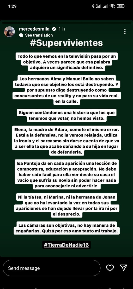 metaphisicha's tweet photo. Mercedes Milá sentencia: "las cámaras son objetivas"
Como buena conocedora del funcionamiento de los realities, remarca aquellos errores que han cometido los defensores de los concursantes.
#SV23
#SV2023
#Supervivientes
#Tierradenadie16
@Supervivientes
#TierraDeNadie16 https://t.co/0c8Qm24uo2