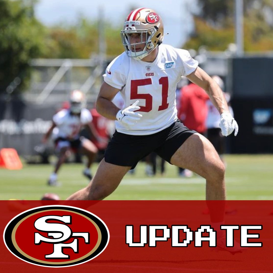 Injury/Roster Move: #49ers have requested an injury Waiver for Rookie UDFA LB Mariano Sori-Marin. #FTTB