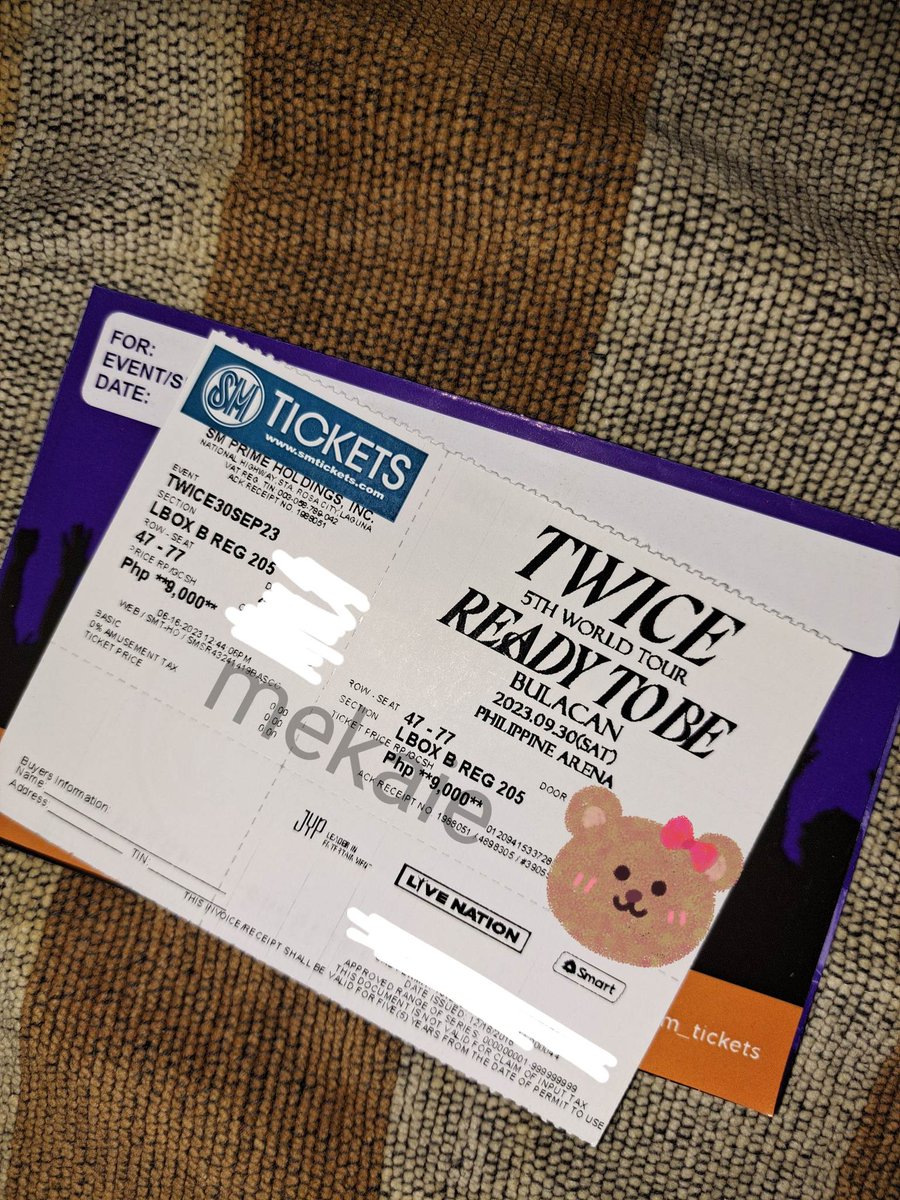ChansooPolo's tweet photo. (Helping a friend)
RUSH SELLING!!!
RTB in Bulacan DAY 1
LBOX REGULAR SECTION 205 ROW 47 SEAT 77 FOR ONLY 9,500 DM ME IF INTERESTED.
#TWICE_5TH_WORLD_TOUR_BULACAN #TWICE_5TH_WORLD_TOUR #TWICE #PhONCE https://t.co/wrHk0iQk4A