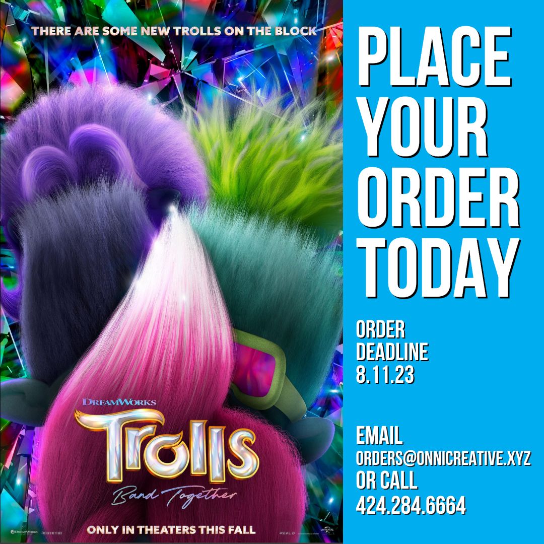 Calling all movie theatre exhibitors! Prepare for a troll-tastic experience with Trolls Band Together! 🌈 Don't miss out on our Trolls 3 concession items!

ORDER HERE: bit.ly/43PFdUE

DEADLINE: 8/11

#Trolls #TrollsBandTogether #DreamWorksTrolls #MovieTheater