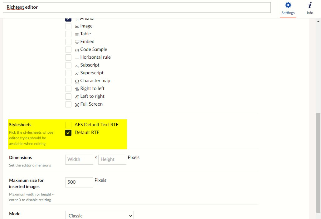 umbradol's tweet image. You can add custom styles to RTEs.
You need to create a CSS file with some Umbraco-specific structure.
Then just select the file from your RTE configuration.