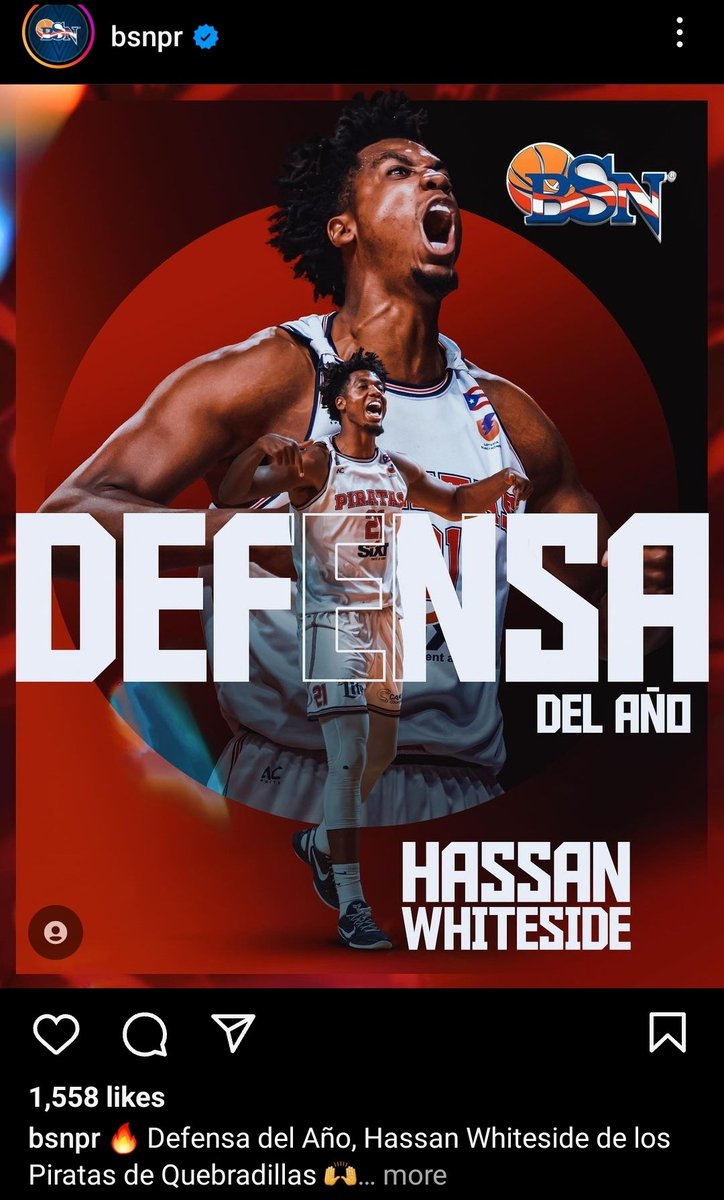 BryanFonsecaNY's tweet image. Hassan Whiteside won Defensive Player of the Year in the BSN (Puerto Rico).

Averaged 21.5 points, 13.4 rebounds, and 2.4 blocks per game for Piratas de Quebradillas, who are currently in the playoffs. 🇵🇷🏀
