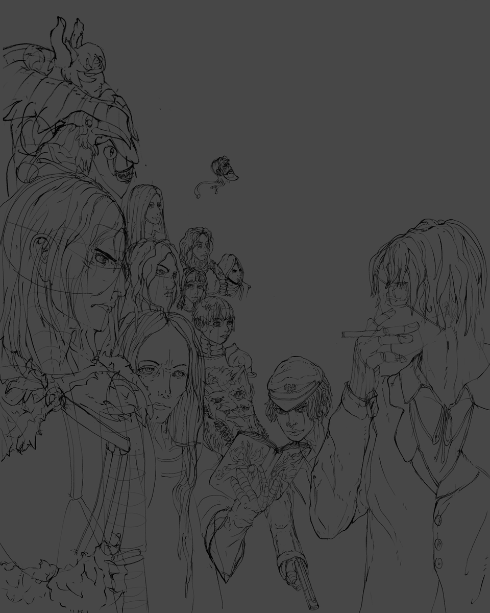 Almost finished with lineart of the FH1 Exodus vs. Termina Contestants #fearandhungertermina #fearandhunger #digitalart #WIP #workinprogress #fanart #fightinggame